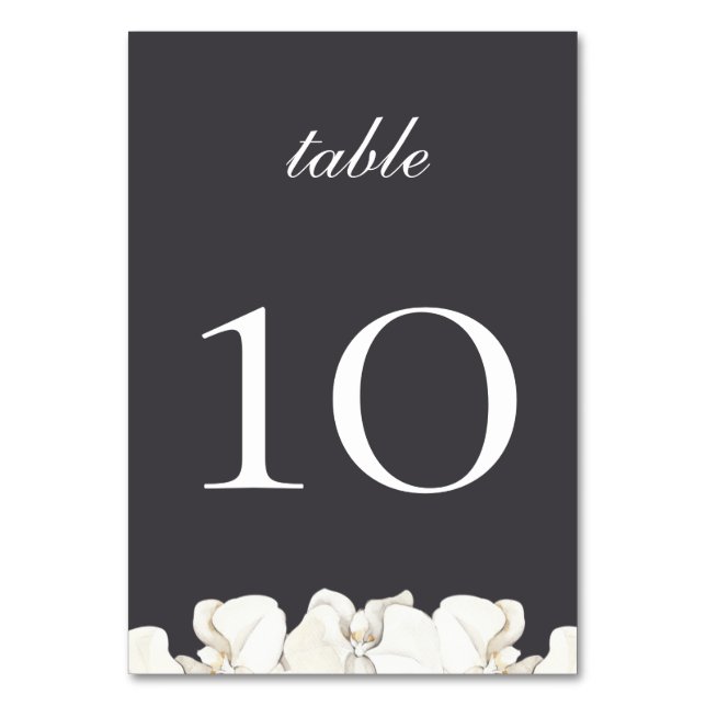 Mesa Tarjeta de número de tabla de orquídeas blancas (Anverso)