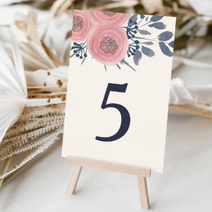 Mesa Tarjeta de número de tabla de Poppies de Rubor