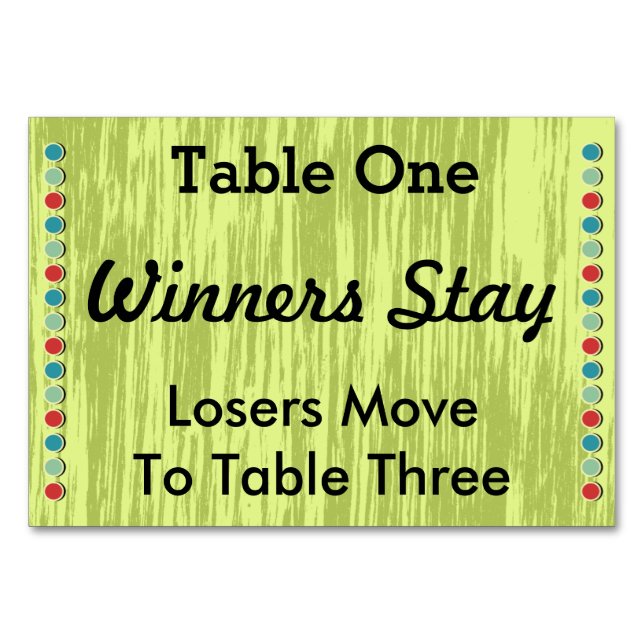 Mesa Tarjeta de número de tabla de puntos de Bunco #1 (Anverso)