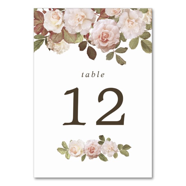 Mesa Tarjeta de número de tabla de Rosas franceses de é (Anverso)