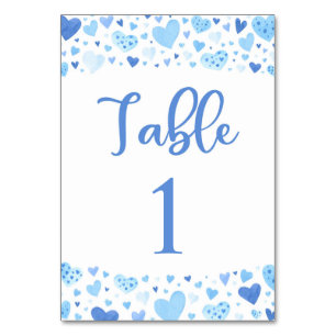 Mesa Tarjeta de número de tabla de San Valentín azul ac