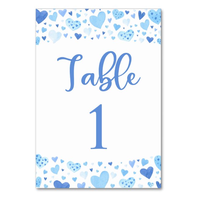 Mesa Tarjeta de número de tabla de San Valentín azul ac (Anverso)