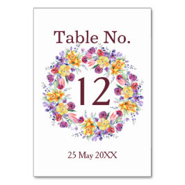 Mesa Tarjeta de número de tabla de Wreath de color de a