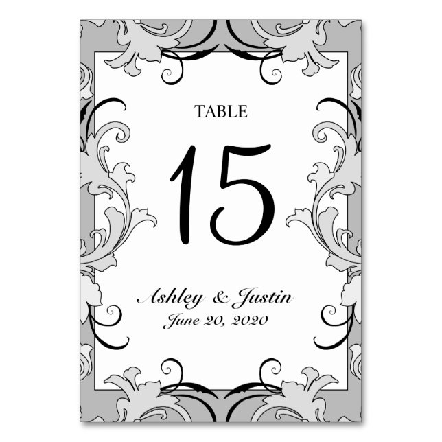 Mesa Tarjeta de número de tabla de zancos blancos de co (Anverso)