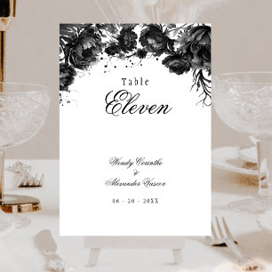 Mesa Tarjeta de número de tabla del Boda blanco gótico