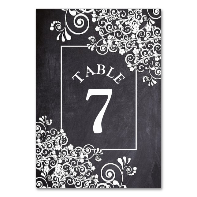 Mesa Tarjeta de número de tabla del Boda de pizarra (Anverso)