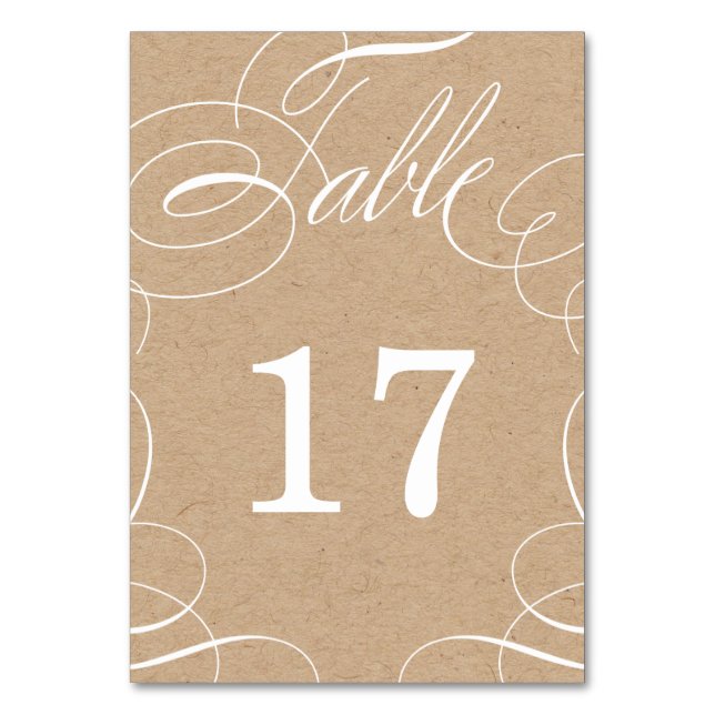 Mesa Tarjeta de número de tabla del Boda de Swash Faux  (Anverso)
