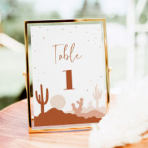 Tarjeta de número de tabla del Boda del desierto