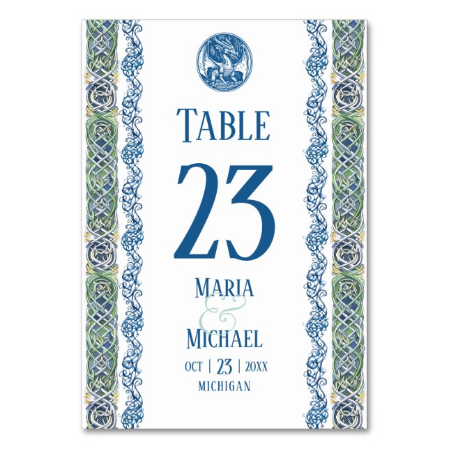 Mesa Tarjeta de número de tabla del Boda del Dragón de  (Anverso)