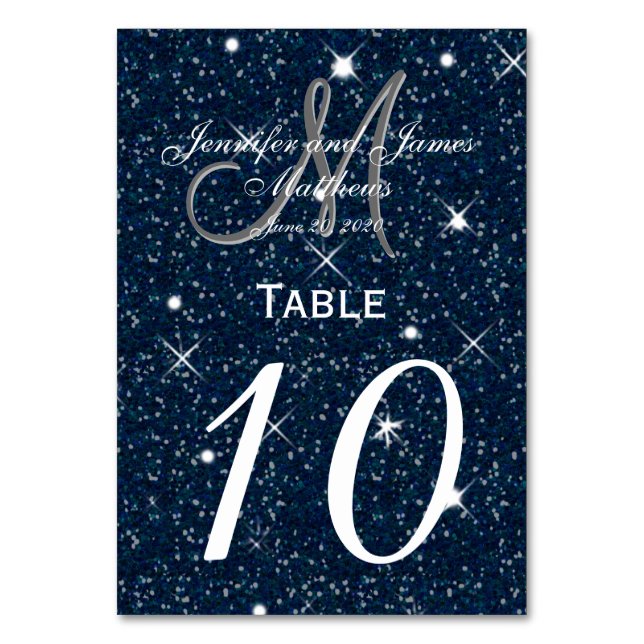 Mesa Tarjeta de número de tabla del Boda nocturno de in (Anverso)