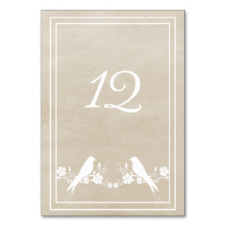 Mesa Tarjeta de número de tabla floral Beige Lovebird