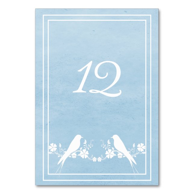 Mesa Tarjeta de número de tabla floral Blue Lovebird (Anverso)