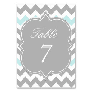 Mesa Tarjeta de número de tabla Gray Aqua Chevron