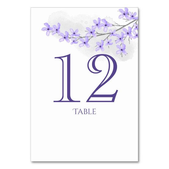 Mesa Tarjeta de número de tabla Lilac púrpura (Anverso)