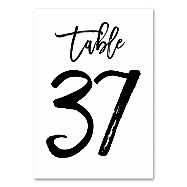 Mesa Tarjeta de número de tabla manuscrita de moda | Cu (Anverso)