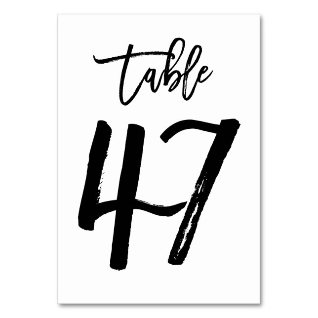 Mesa Tarjeta de número de tabla manuscrita de moda | Cu (Anverso)