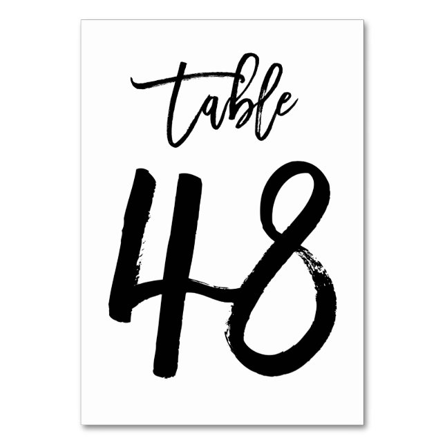 Mesa Tarjeta de número de tabla manuscrita de moda | Cu (Anverso)