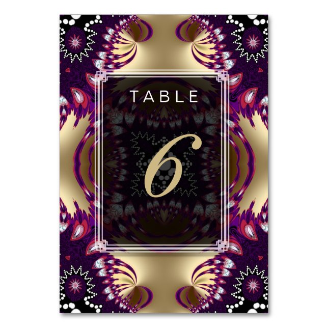 Mesa Tarjeta de número de tabla + menú de Boda tribal p (Anverso)