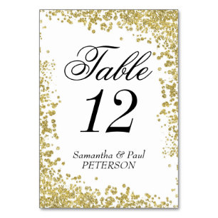 Mesa Tarjeta de número de tabla Purpurina de oro, 3,5" 