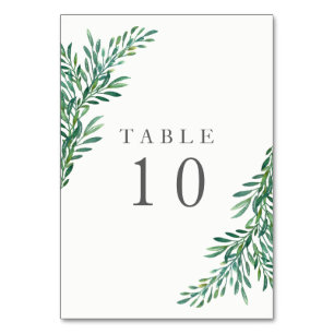 Mesa Tarjeta de número de tabla simple de Boda de verde