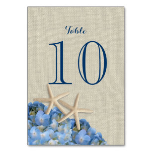 Mesa Tarjeta de número de tabla Starfish and Blue Hydra