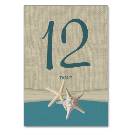 Mesa Tarjeta de número de tabla Starfish and Burlap