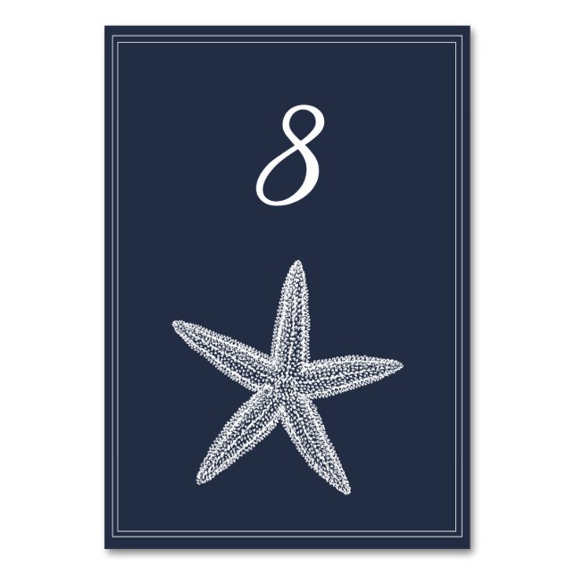 Mesa Tarjeta de número de tabla Starfish de Marina (Anverso)