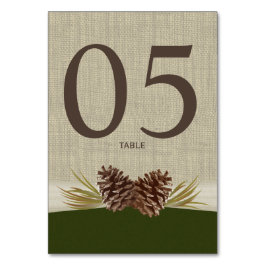 Mesa Tarjeta de número de tabla verde de pino y burlap