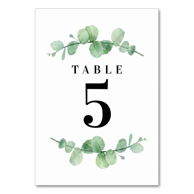Mesa Tarjeta de números de tabla del Boda Eucalyptus (Anverso)