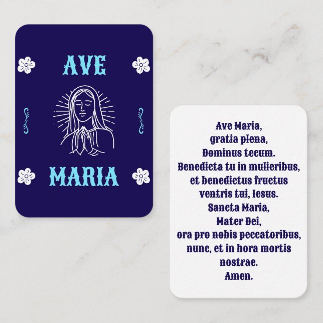 Mesa Tarjeta de oración Ave Maria - Mary de cola latina (Anverso / Reverso)
