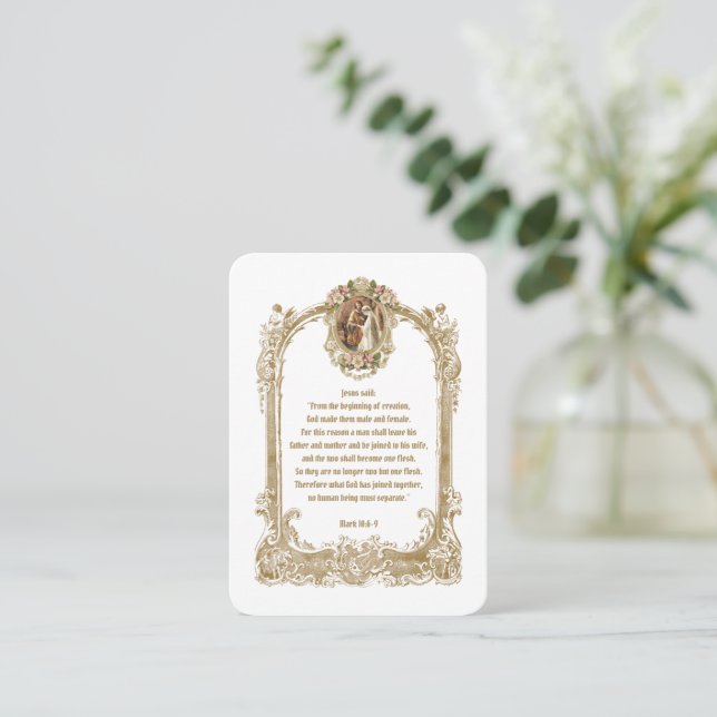 Mesa Tarjeta de Oración con Escrituras para Boda Católi (Anverso de pie)