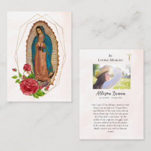 Mesa Tarjeta de oración con foto de Nuestra Señora de G