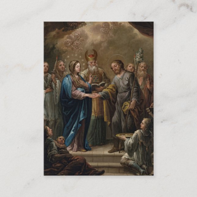 Mesa Tarjeta de oración de boda con flores azules acuar (Anverso)