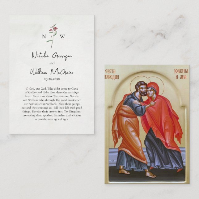 Mesa Tarjeta de oración de boda simple ortodoxa de flor (Anverso / Reverso)