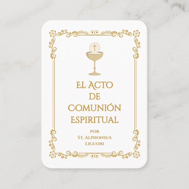 Mesa Tarjeta de oración de comunión espiritual – Españo (Anverso)