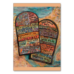 Mesa Tarjeta de oración de diez mandamientos