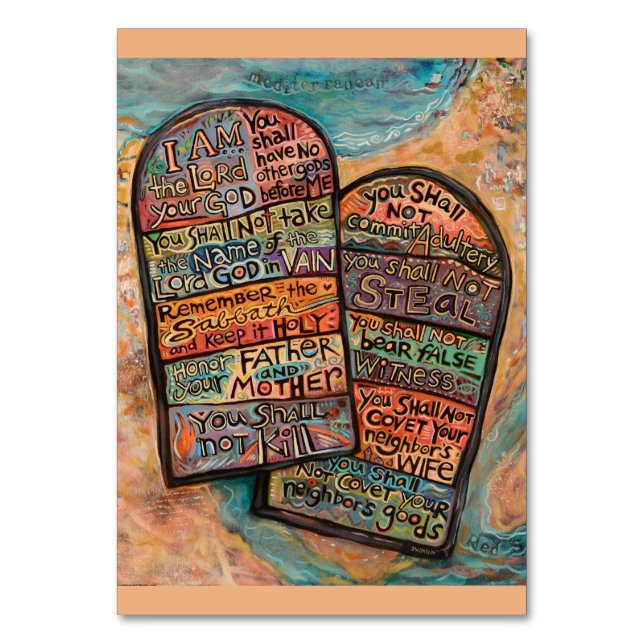 Mesa Tarjeta de oración de diez mandamientos (Anverso)