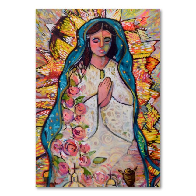 Mesa Tarjeta de oración de Nuestra Señora de Guadalupe (Anverso)