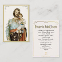 Tarjeta de oración devocional católica de San José