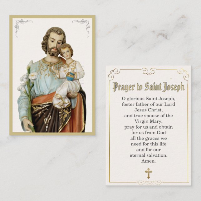 Mesa Tarjeta de oración devocional católica de San José (Anverso / Reverso)