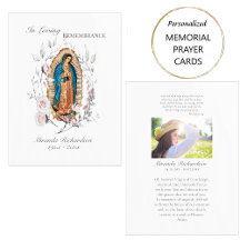 Tarjeta de oración fúnebre con foto de Nuestra Señ