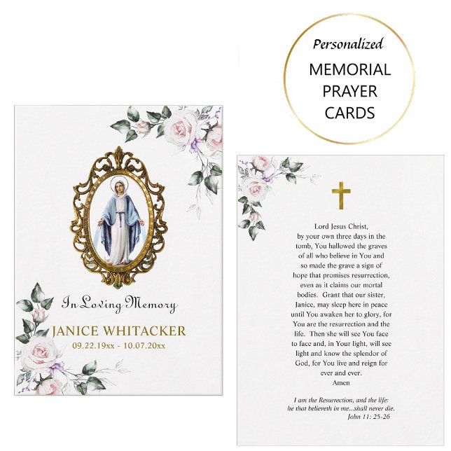 Mesa Tarjeta de oración fúnebre de la Virgen María cató (Subido por el creador)