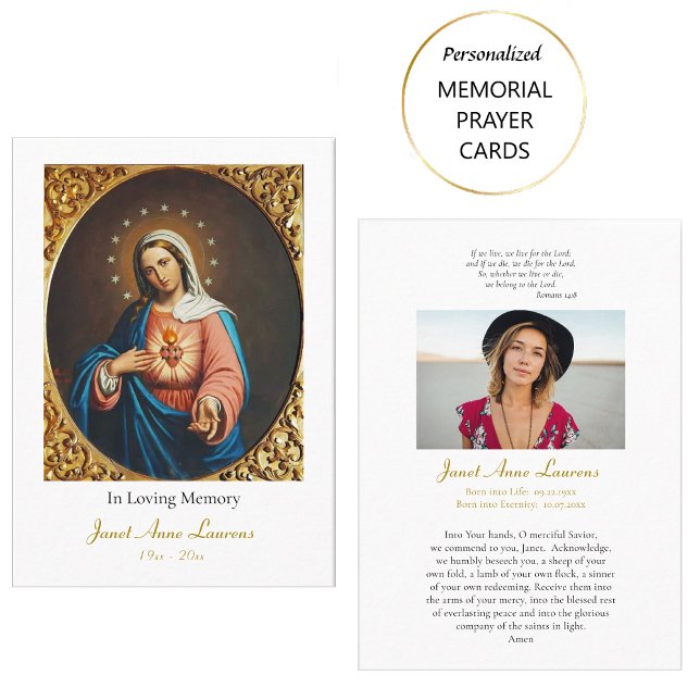 Mesa Tarjeta de oración fúnebre del Inmaculado Corazón  (Subido por el creador)