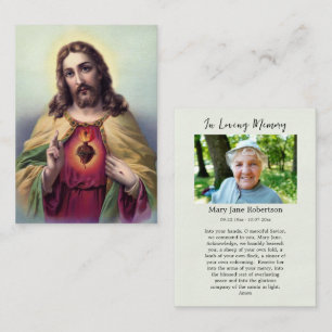 Mesa Tarjeta de oración fúnebre del Sagrado Corazón de