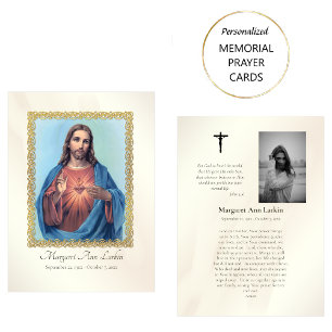 Mesa Tarjeta de oración fúnebre del Sagrado Corazón de 