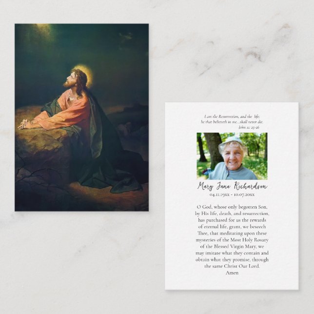 Mesa Tarjeta de oración fúnebre / memorial católica (Anverso / Reverso)