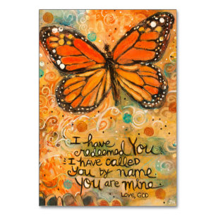 Mesa Tarjeta de oración Isaiah "Eres mía" con mariposa