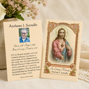 Mesa Tarjeta de oración memorial para funeral católica