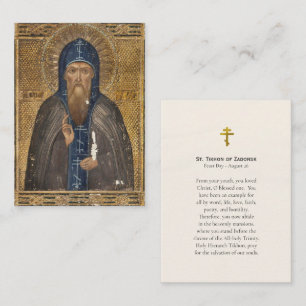 Mesa Tarjeta de oración ortodoxa de San Tijón de Zadons