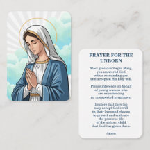 Tarjeta de oración para los no nacidos – Tarjeta d